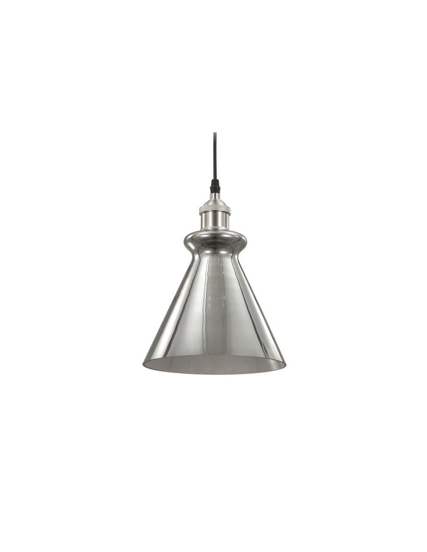 COLGANTE OPHELIA CONICO RETRO VIDRIO FUME 20CM C/PLATIL